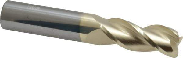 Accupro - 1/2", 3 Flute, Single End, Solid Carbide, 0.06" Corner Radius End Mill - 3" OAL, 37° Helix, Right Hand Flute, 1-1/4" LOC, Right Hand Cut - Eagle Tool & Supply