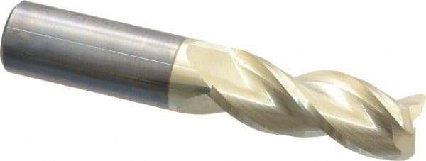 Accupro - 5/8", 3 Flute, Single End, Solid Carbide, 0.06" Corner Radius End Mill - 3-1/2" OAL, 37° Helix, Right Hand Flute, 1-5/8" LOC, Right Hand Cut - Eagle Tool & Supply