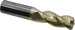 Accupro - 5/8", 3 Flute, Single End, Solid Carbide, 0.12" Corner Radius End Mill - 3-1/2" OAL, 37° Helix, Right Hand Flute, 1-5/8" LOC, Right Hand Cut - Eagle Tool & Supply