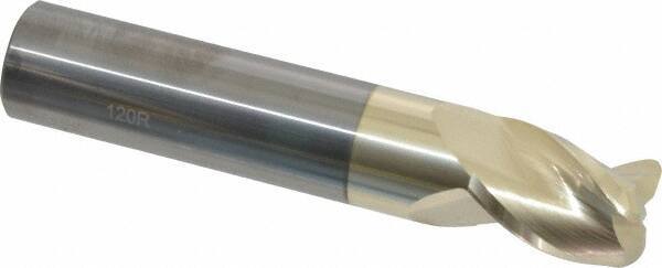 Accupro - 3/4", 3 Flute, Single End, Solid Carbide, 0.12" Corner Radius End Mill - 4" OAL, 37° Helix, Right Hand Flute, 1" LOC, Right Hand Cut - Eagle Tool & Supply