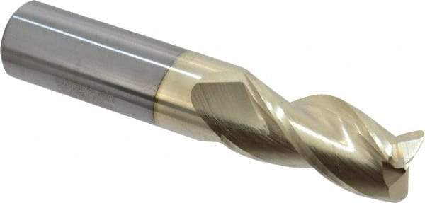 Accupro - 3/4", 3 Flute, Single End, Solid Carbide, 0.09" Corner Radius End Mill - 4" OAL, 37° Helix, Right Hand Flute, 1-5/8" LOC, Right Hand Cut - Eagle Tool & Supply