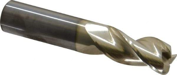 Accupro - 3/4", 3 Flute, Single End, Solid Carbide, 0.12" Corner Radius End Mill - 4" OAL, 37° Helix, Right Hand Flute, 1-5/8" LOC, Right Hand Cut - Eagle Tool & Supply