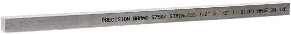 Value Collection - 12" Long x 1/2" High x 1/2" Wide, Plain Key Stock - Stainless Steel - Eagle Tool & Supply