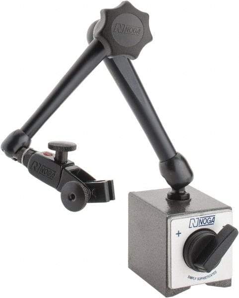 Noga - 175 Lb Magnetic Force, Fine Adjustment Indicator Positioner & Holder with Base - Articulated Arm, Rectangular Base, 55mm Base Height, 60mm Base Length, 50mm Base Width - Eagle Tool & Supply