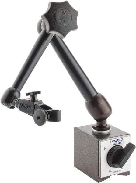 Noga - 175 Lb Magnetic Force, Fine Adjustment Indicator Positioner & Holder with Base - Articulated Arm, Rectangular Base, 55mm Base Height, 60mm Base Length, 50mm Base Width - Eagle Tool & Supply