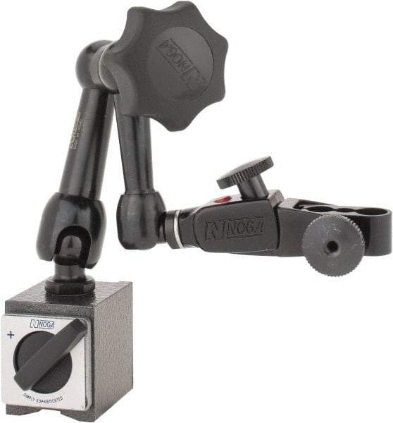 Noga - 70 Lb Magnetic Force, Fine Adjustment Indicator Positioner & Holder with Base - Articulated Arm, Rectangular Base, 35mm Base Height, 40mm Base Length, 30mm Base Width - Eagle Tool & Supply