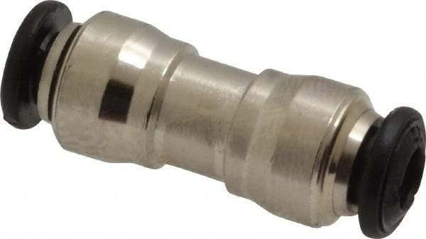Alpha Technologies - 4mm Outside Diam, Nickel Plated Brass Push-to-Connect Tube Union - 250 Max psi, Tube to Tube Connection, Buna O-Ring - Eagle Tool & Supply