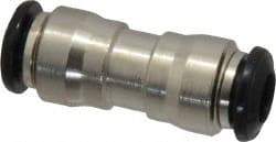 Alpha Technologies - 6mm Outside Diam, Nickel Plated Brass Push-to-Connect Tube Union - 250 Max psi, Tube to Tube Connection, Buna O-Ring - Eagle Tool & Supply