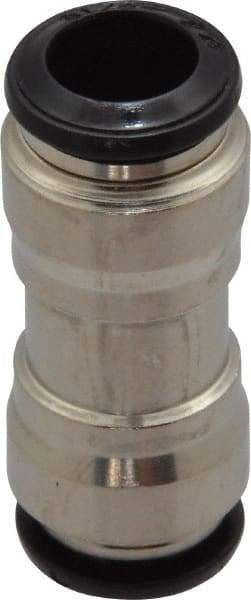 Alpha Technologies - 8mm Outside Diam, Nickel Plated Brass Push-to-Connect Tube Union - 250 Max psi, Tube to Tube Connection, Buna O-Ring - Eagle Tool & Supply