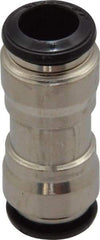 Alpha Technologies - 8mm Outside Diam, Nickel Plated Brass Push-to-Connect Tube Union - 250 Max psi, Tube to Tube Connection, Buna O-Ring - Eagle Tool & Supply