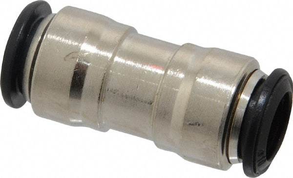 Alpha Technologies - 10mm Outside Diam, Nickel Plated Brass Push-to-Connect Tube Union - 250 Max psi, Tube to Tube Connection, Buna O-Ring - Eagle Tool & Supply