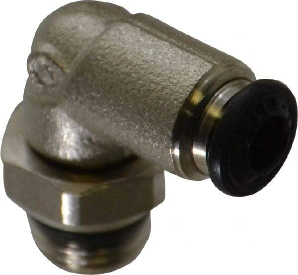 Alpha Technologies - 4mm Outside Diam, 1/8 Universal, Nickel Plated Brass Push-to-Connect Tube Male Swivel Elbow - 250 Max psi, Tube to Universal Thread Connection, Buna O-Ring - Eagle Tool & Supply