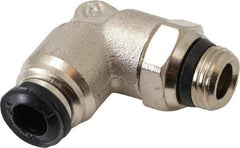 Alpha Technologies - 5mm Outside Diam, 1/8 Universal, Nickel Plated Brass Push-to-Connect Tube Male Swivel Elbow - 250 Max psi, Tube to Universal Thread Connection, Buna O-Ring - Eagle Tool & Supply