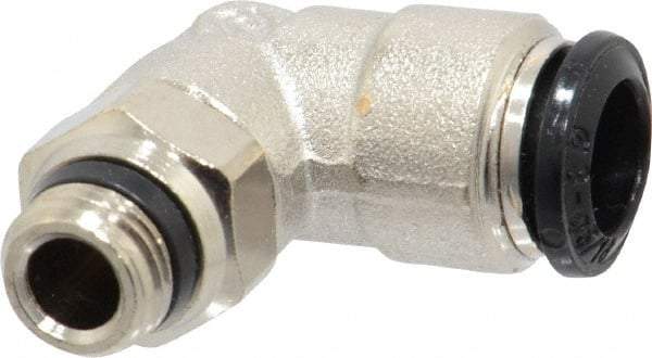 Alpha Technologies - 8mm Outside Diam, 1/8 Universal, Nickel Plated Brass Push-to-Connect Tube Male Swivel Elbow - 250 Max psi, Tube to Universal Thread Connection, Buna O-Ring - Eagle Tool & Supply