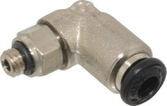 Alpha Technologies - 4mm Outside Diam, M5 Metric, Nickel Plated Brass Push-to-Connect Tube Male Swivel Elbow - 250 Max psi, Tube to Metric Thread Connection, Buna O-Ring - Eagle Tool & Supply