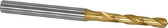 OSG - #12 130° Spiral Flute Cobalt Screw Machine Drill Bit - TiN Finish, Right Hand Cut, 1-3/16" Flute Length, 3" OAL, Standard Point, Straight Shank - Eagle Tool & Supply