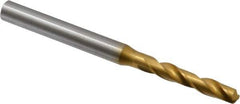 OSG - #10 130° Spiral Flute Cobalt Screw Machine Drill Bit - TiN Finish, Right Hand Cut, 1-3/16" Flute Length, 3" OAL, Standard Point, Straight Shank - Eagle Tool & Supply
