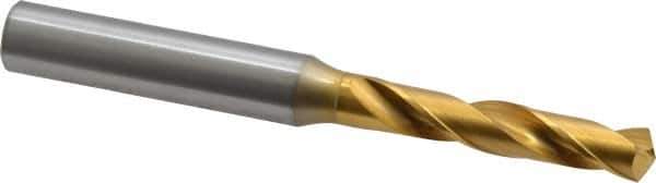 OSG - 0.277" 130° Spiral Flute Cobalt Screw Machine Drill Bit - TiN Finish, Right Hand Cut, 1-1/2" Flute Length, 3-5/16" OAL, Standard Point, Straight Shank - Eagle Tool & Supply