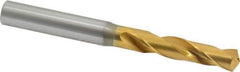 OSG - 0.332" 130° Spiral Flute Cobalt Screw Machine Drill Bit - TiN Finish, Right Hand Cut, 1-11/16" Flute Length, 3-1/2" OAL, Standard Point, Straight Shank - Eagle Tool & Supply