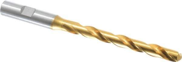 OSG - Letter V 130° Cobalt Jobber Drill - TiN Finish, Right Hand Cut, Spiral Flute, Straight Shank, 5-23/32" OAL, Standard Point - Eagle Tool & Supply