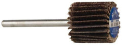 Merit Abrasives - 5/8" Diam x 5/8" Face Width, Medium Aluminum Oxide Coated Mounted Flap Wheel - 1/8" Shank Mount, 80 Grit, Cloth Backing, 37,000 Max RPM - Eagle Tool & Supply