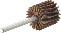Merit Abrasives - 5/8" Diam x 5/8" Face Width, Fine Aluminum Oxide Coated Mounted Flap Wheel - 1/8" Shank Mount, 120 Grit, Cloth Backing, 37,000 Max RPM - Eagle Tool & Supply