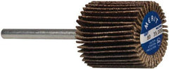 Merit Abrasives - 3/4" Diam x 3/4" Face Width, Medium Aluminum Oxide Coated Mounted Flap Wheel - 1/8" Shank Mount, 80 Grit, Cloth Backing, 35,000 Max RPM - Eagle Tool & Supply