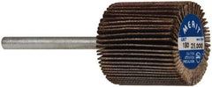 Merit Abrasives - 3/4" Diam x 3/4" Face Width, Very Fine Aluminum Oxide Coated Mounted Flap Wheel - 1/8" Shank Mount, 180 Grit, Cloth Backing, 35,000 Max RPM - Eagle Tool & Supply