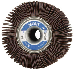 Merit Abrasives - 3-1/2" Diam, 80 Grit Ceramic Unmounted Flap Wheel - 5/8" Hole, 2" Wide, Coated, Medium Grade, 12,000 Max RPM , Cloth Backing - Eagle Tool & Supply