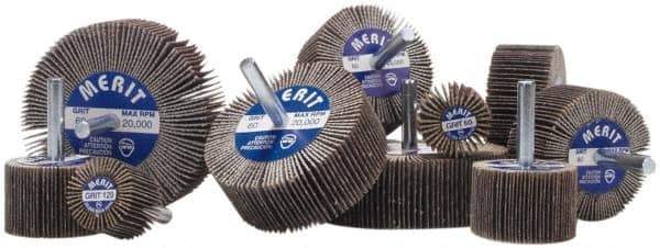 Merit Abrasives - 6" Diam, 180 Grit Ceramic Unmounted Flap Wheel - 1" Hole, 1" Wide, Coated, Very Fine Grade, 6,000 Max RPM , Cloth Backing - Eagle Tool & Supply