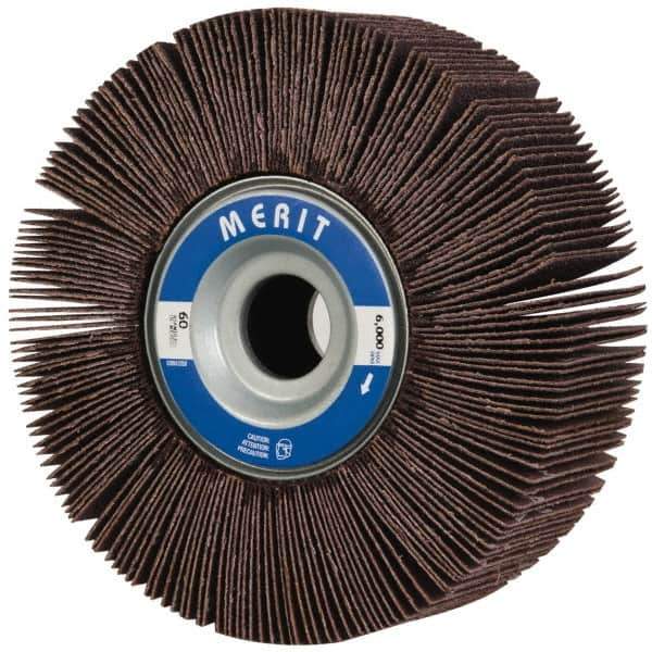 Merit Abrasives - 6" Diam, 60 Grit Aluminum Oxide Unmounted Flap Wheel - 1" Hole, 2" Wide, Coated, Medium Grade, 6,000 Max RPM , Cloth Backing - Eagle Tool & Supply