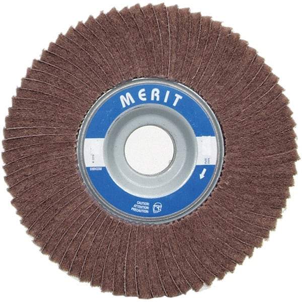 Merit Abrasives - 6" Diam, 60 Grit Ceramic Interleaf Flap Wheel - 1" Hole, 1" Wide, Coated, Medium Grade, 6,000 Max RPM , Cloth Backing - Eagle Tool & Supply