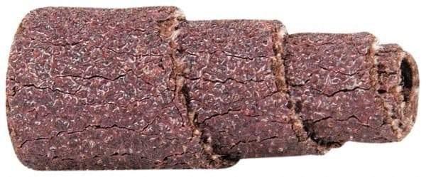 Merit Abrasives - 1" Long x 3/8" Diam, Aluminum Oxide, Full Taper Cartridge Roll - 60 Grit, 1/8" Pilot Hole Diam, Medium Grade - Eagle Tool & Supply