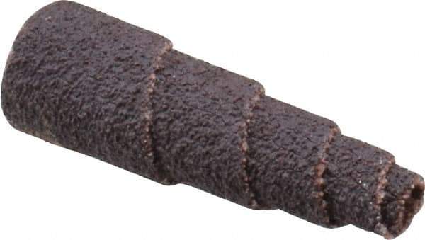 Merit Abrasives - 1-1/2" Long x 1/2" Diam, Aluminum Oxide, Full Taper Cartridge Roll - 60 Grit, 1/8" Pilot Hole Diam, Medium Grade - Eagle Tool & Supply