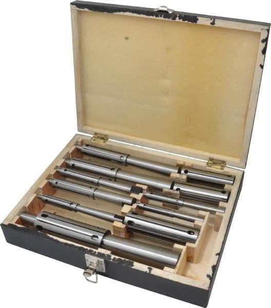 Interstate - 1/2 to 2" Face Diam, Expanding Lathe Mandrel Set - 1/2 to 2" Grip, 8 Pieces - Eagle Tool & Supply