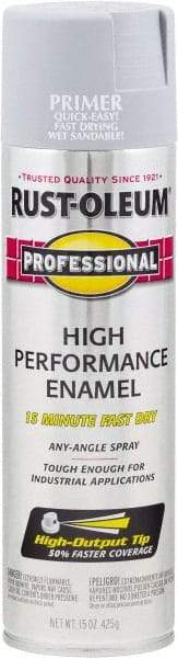 Rust-Oleum - 15 oz Gray Aerosol Primer - 14 Sq Ft/Gal, Direct to Metal, Quick Drying, Interior/Exterior - Eagle Tool & Supply
