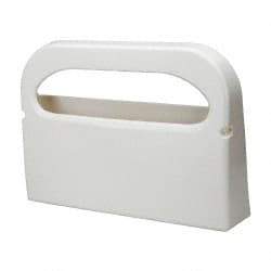 NuTrend Disposables - 500 Capacity White Plastic Toilet Seat Cover Dispenser - 11-1/2" High x 3-1/2" Deep, Holds 2 Half Fold Sleeves - Eagle Tool & Supply