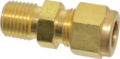 Parker - 3/8" OD, Brass Male Connector - 2,300 Max Working psi, 11/16" Hex, Comp x MNPT Ends - Eagle Tool & Supply