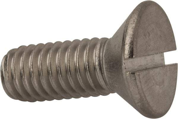 Value Collection - 3/8-16 UNC, 1" OAL Slotted Drive Machine Screw - Flat Head, Grade 316 Stainless Steel, Uncoated, Without Washer - Eagle Tool & Supply