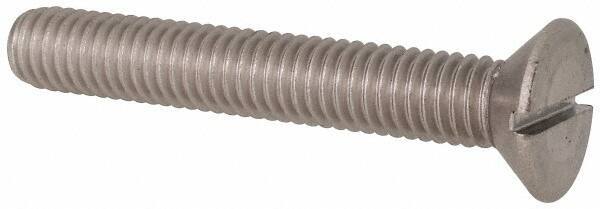 Value Collection - 3/8-16 UNC, 2-1/2" OAL Slotted Drive Machine Screw - Flat Head, Grade 316 Stainless Steel, Uncoated, Without Washer - Eagle Tool & Supply