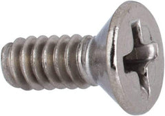 Value Collection - #6-32 UNC, 3/8" OAL Phillips Drive Machine Screw - Flat Head, Grade 316 Stainless Steel, Uncoated, Without Washer - Eagle Tool & Supply