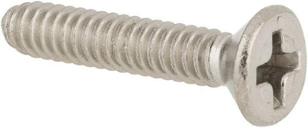 Value Collection - #6-32 UNC, 3/4" OAL Phillips Drive Machine Screw - Flat Head, Grade 316 Stainless Steel, Uncoated, Without Washer - Eagle Tool & Supply