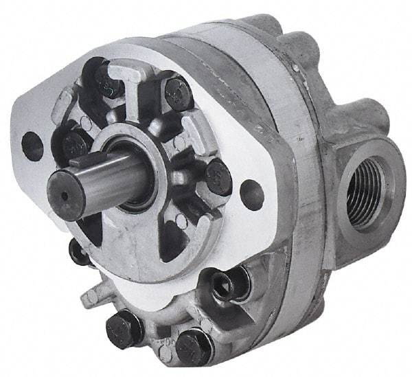 Parker - 7.3 GPM, 1-1/6-12 UNF-2B SAE Inlet Size, 2,500 RPM, 3/4" Shaft Diam, SAE A Mount, Hydraulic Gear Pump - 7.34 GPM at 1,800 RPM, 14.68 GPM at 3,600 RPM, 2,500 psi Max Working Pressure, 1-1/16-12 SAE Port Size - Eagle Tool & Supply