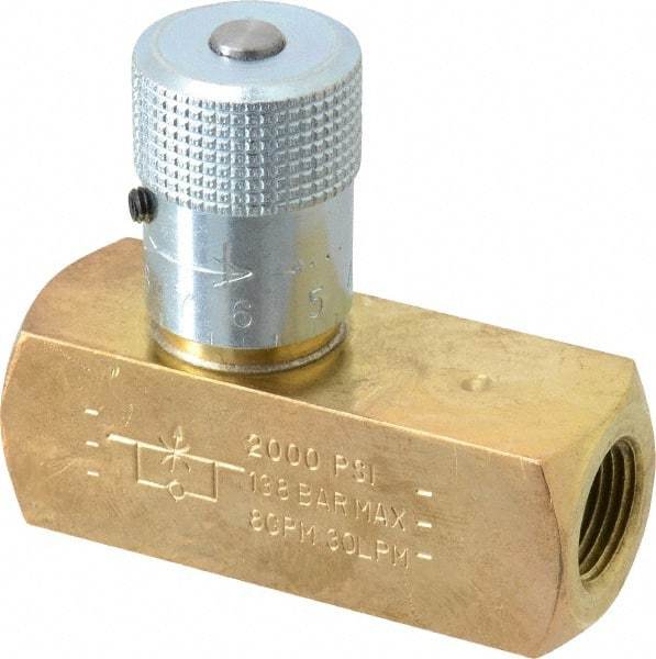 Parker - 8 GPM 3/8 Inlet Brass Hydraulic Control Valve - 3/8-18 Thread - Eagle Tool & Supply