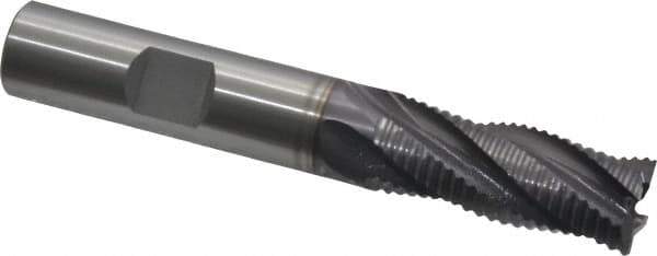OSG - 1/2" Diam, Fine Pitch, 1-1/4" LOC, 4 Flute Cobalt Roughing Square End Mill - TiCN Finish, 3-1/4" OAL, 1/2" Shank Diam, Single End, 30° Helix - Eagle Tool & Supply