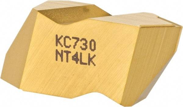 Kennametal - NT4 K Grade KC730, Internal/External Partial Profile 60° Threading Insert - 1.25 to 6.25mm & 4 to 20 TPI Ext Pitch, 20 to 6.25mm & 4 to 12 TPI Int Pitch, Left Hand Insert, TiN Finish, Carbide - Eagle Tool & Supply