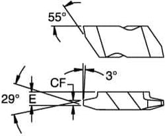 Kennametal - NA6 Grade KC5025, Internal/External Acme Threading Insert - 2-1/2 TPI Int Pitch, Right Hand Insert, TiAlN Finish, Carbide - Eagle Tool & Supply