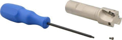 Iscar - 1" Cut Diam, 0.394" Max Depth of Cut, 3/4" Shank Diam, 3.38" OAL, Indexable Square Shoulder End Mill - Weldon Shank, 90° Lead Angle, Series Heli2000 - Eagle Tool & Supply