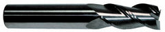 Accupro - 11/16", 1" LOC, 3/4" Shank Diam, 3" OAL, 3 Flute, Solid Carbide Square End Mill - Single End, Uncoated, Spiral Flute, 40° Helix, Centercutting, Right Hand Cut, Right Hand Flute - Eagle Tool & Supply