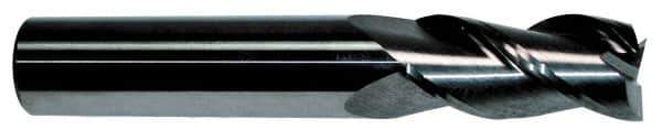 Accupro - 5/8", 2-1/8" LOC, 5/8" Shank Diam, 4-5/8" OAL, 3 Flute, Solid Carbide Square End Mill - Single End, TiCN Finish, Spiral Flute, 40° Helix, Centercutting, Right Hand Cut, Right Hand Flute - Eagle Tool & Supply